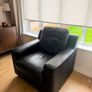 Leather Sofa Armchair & Pouffe Image 2