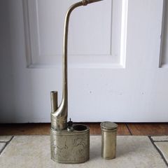 An Early 19th Century Antique Nickel Brass Chinese " Opium " Water Pipe