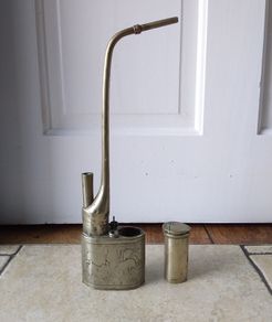 An Early 19th Century Antique Nickel Brass Chinese " Opium " Water Pipe