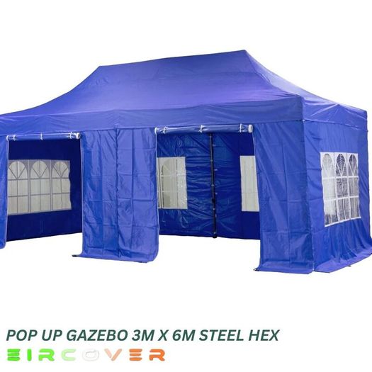 Heavy Duty Pop Up Gazebo Steel 40mm Hex 3m x 6m