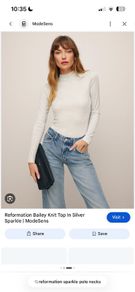 Reformation bailey turtle neck  silver