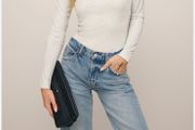 Reformation bailey turtle neck  silver