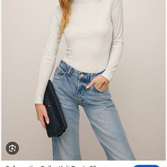 Reformation bailey turtle neck  silver
