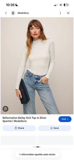 Reformation bailey turtle neck  silver