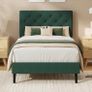 Single Bed Frame with Headboard, 90 X 190, Green Upholstered Bed Frame, Adjustable, Heavy Duty, Easy Assembly, No Box Spring Needed Image 8