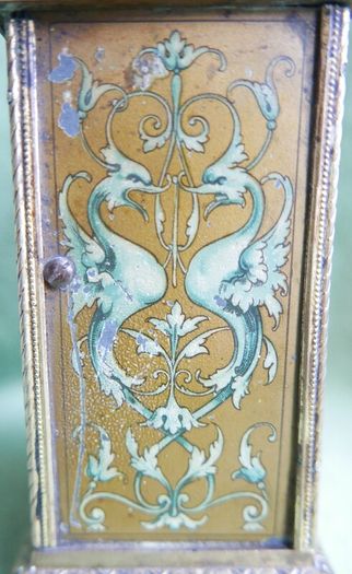 Antique French  Travel Pendulum Clock, Decorated with Flowers, with an Enameled Dial. Grand Prix de L'Horlogerie 1878 (WORKS WELL)