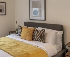 Double bed, headboard and mattress