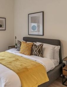 Double bed, headboard and mattress