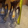 2 Atomic Mid Century Lava Vases West German Style Volcanic Glaze Amphora Image 6