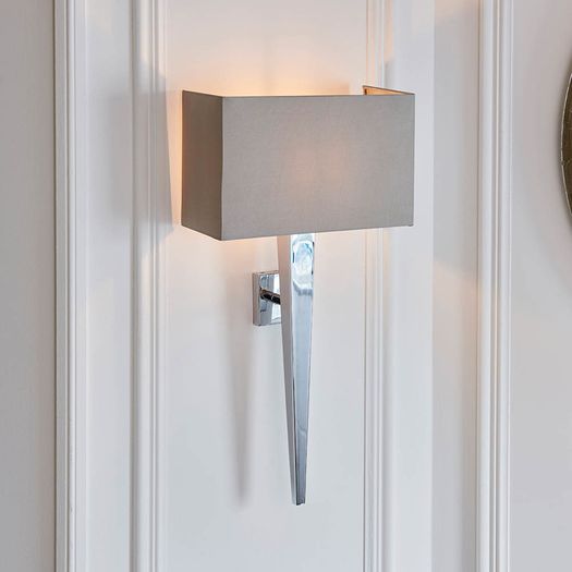 Wall Light with Silk Faux Shade Grey