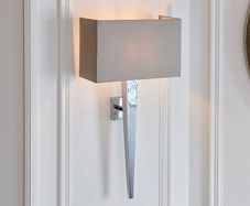 Wall Light with Silk Faux Shade Grey
