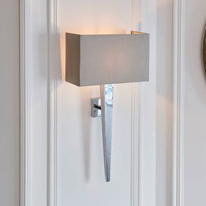 Wall Light with Silk Faux Shade Grey