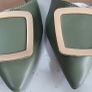 KOUAIDI moss green leather pointed flats with ankle strap - Sz 41 (Fit7UK) - Bnwot Image 6