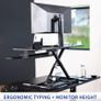 91cm Electric Motor Desk Converter Height Adjustable Riser Sit to Stand Dual Monitor and Laptop Workstation with Wide Keyboard Tray Black DESK-VE36B Image 8