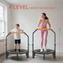 40/45/48" Foldable Mini Trampoline Rebounder with Handle Exercise Trampoline, U-Shaped Adjustable Foam Handle, for Home Workout, Indoor Outdoor Cardio Training, 150kg Capacity Image 2