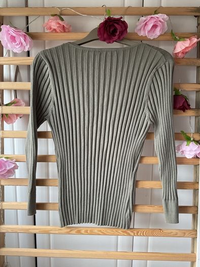 cardigan khaki principle ribbed cardigan with frill detail sizev12