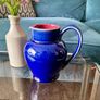 Denby Harlequin Jester Pitcher Cobalt Blue and Claret Stoneware Jug Posy Vase Image 2
