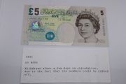 Bank of England : 2002  " Withdrawn "  Five Pound Sterling Banknote