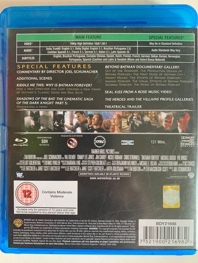 Batman Forever (DC Comics) [1995] Val Kilmer as Bruce Wayne / Batman, Tommy Lee Jones, Jim Carrey, Nicole Kidman & Chris O'Donnell [Blu-ray Movie]