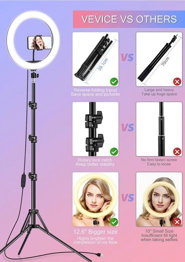 Ring Light with Tripod Stand & Phone Holder Tall, 12.6 inch Selfie Ring Lights for Makeup, Live Streaming, Tik tok, YouTube Video, Dimmable LED Circle Lights with Remote Total Height 187 cm/73.6 Inch (FREE POSTAGE)