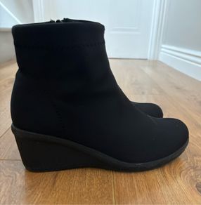 Black Wedge Ankle Boots Size 5