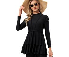 Brand New OBEEII Muslim Swimwear for Women Modest Solid Colour Swimwear