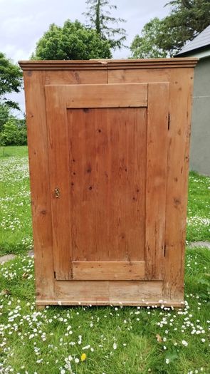 Wardrobe - large, rustic, antique pine wardrobe.
