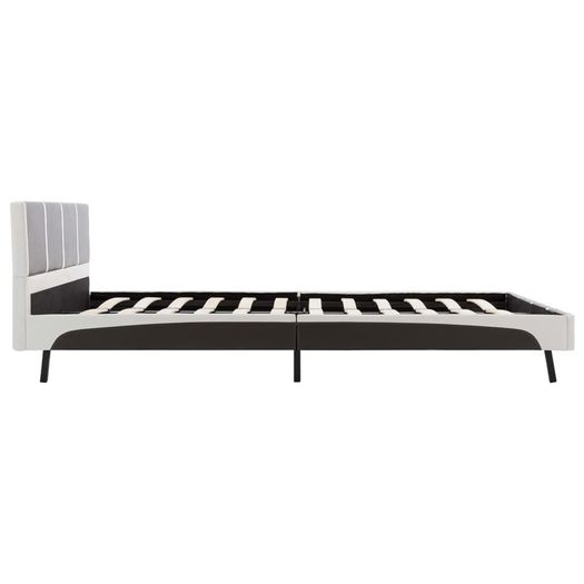 Bed Frame Grey and White Faux Leather 135x190 cm
