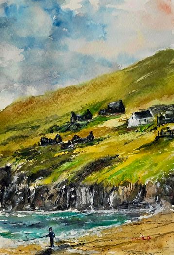 pegs cottage Great Blasket watercolour