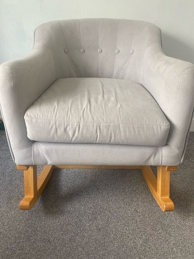 Mamas and Papas Babylon Rocking Nursing Chair and Matching Footstool in Excellent Condition