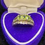 Sterling silver 925 ring with large roundish pale lime green stone Image 2
