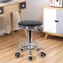 NEW SALE | Round Rolling Stool with Foot Rest PU Leather Height Adjustment Modern Industrial Metal Style Swivel Spa Salon Tattoo Work Massage Stools Small Image 3