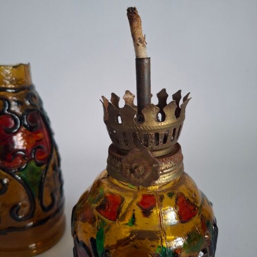 Miniature Stained Glass Oil Lamp