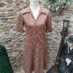 Vintage 70s  Brown Riedinger Double Jersey autumnal dress Postage Included