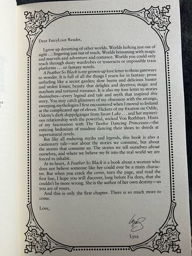 FairyLoot A Feather So Black Lyra Selene SIGNED