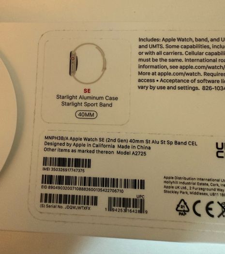 Apple Watch SE 2nd Gen 40mm Cellular