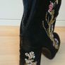 embroidered suede and leather platform ankle boot size 7 Image 9