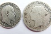 Vintage 3 Pence 1902 and Six Pence 1886 Silver Coins 4,1g