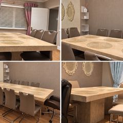 marble dining table and 8 chairs