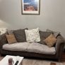 3 seater luxury leather and material cushion back sofa Image 2