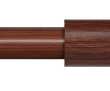 89-236cm, 25mm Diameter Metal Extendable Curtain Rod with Brown Imitation Wood Grain Texture, Wooden Curtain Pole for Window or Door
