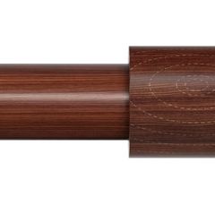 89-236cm, 25mm Diameter Metal Extendable Curtain Rod with Brown Imitation Wood Grain Texture, Wooden Curtain Pole for Window or Door