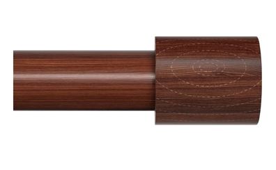89-236cm, 25mm Diameter Metal Extendable Curtain Rod with Brown Imitation Wood Grain Texture, Wooden Curtain Pole for Window or Door