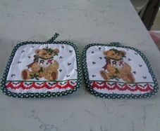 Christmas Quilted Pot Holders x 2 for Sale