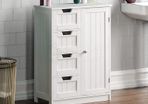 Bathroom Cupboard 4 Drawer 1 Door Floor Standing Cabinet Unit Storage Wood, White