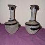 Vintage pair Spanish Lafiore Scavo glass vases Image 2
