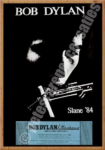 Bob Dylan Vintage Concert Poster + Ticket Slane Castle 1984 Reproduction Print