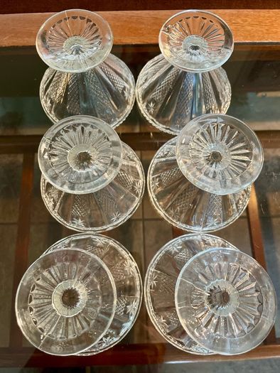 1950s Art Deco Vintage Pressed Glass Dishes Footed Set Of 6 1950