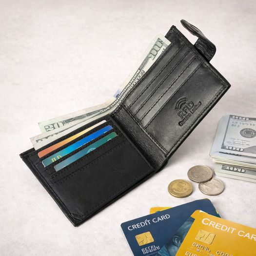 Leather RFID Wallet Slim Trifold Handmade Wallet Minimalist Card Holder
