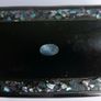 Mid 1800s Victorian Black Lacquer Papier Mache Abalone Inlay Snuff Box Image 3